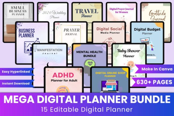 Download Mega Digital Planner Bundle Canva - Digital planner bundle Collection