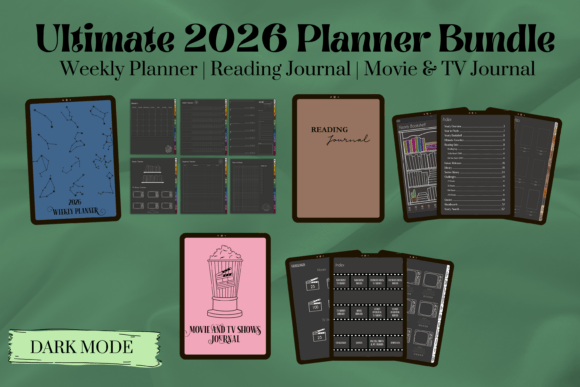 Download 2026 Digital Planner Bundle (Dark Mode) - Digital planner bundle Collection