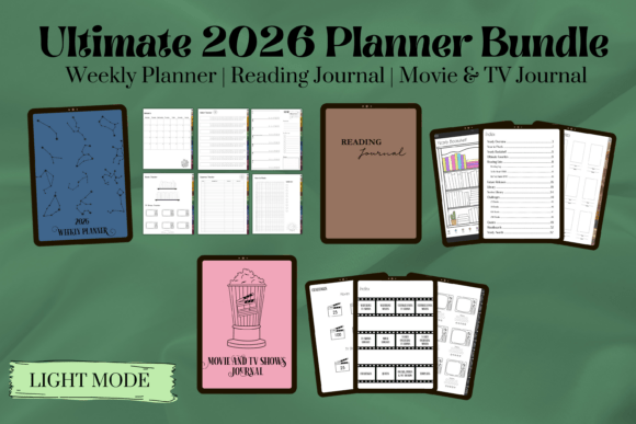 Download 2026 Digital Planner Bundle (Light Mode) - Digital planner bundle Collection