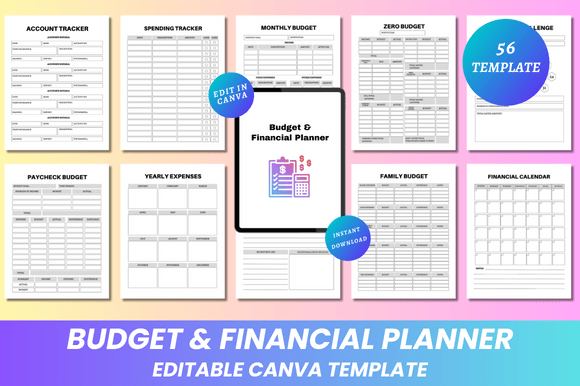 Download Budget &amp; Financial Planner Canva KDP - Premium Bundle