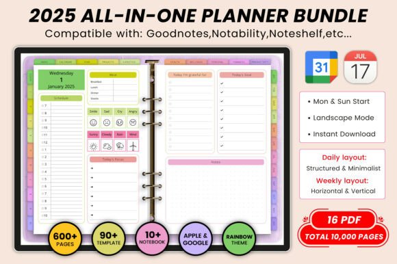 Download 2025 All-in-one Digital Planner Bundle - Digital planner bundle Collection