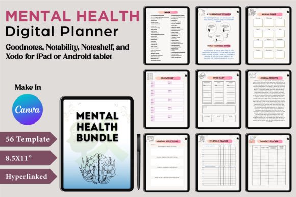 Download Mental Health Digital Planner Bundle - Digital planner bundle Collection